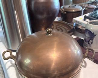 Antique Copper Steamer Pot with Lid