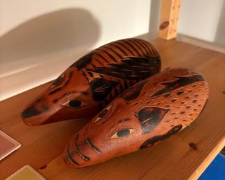 Carved Gourd Animal Masks (Pair)