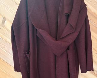OSKA Burgundy Wool Blend Belted Coat