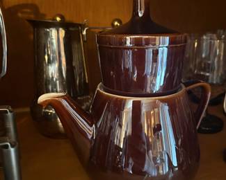 Brown Ceramic Coffee Pot with Lid