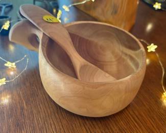 Handcrafted Wooden Kuksa Cup and Spoon Set