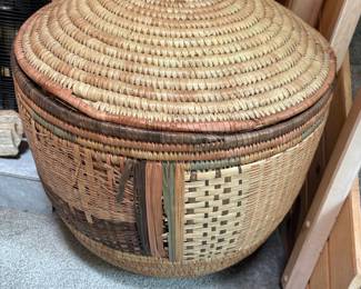 Vintage African Storage Basket with Lid