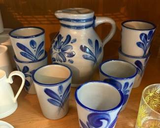 Westerwald Stoneware Pitcher and Tumbler Set