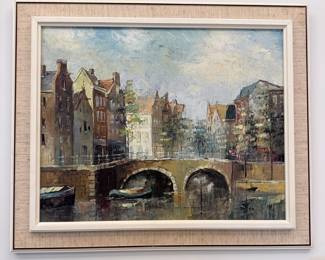 Impressionist Canal Scene Painting by Reinier Wynand Snapper