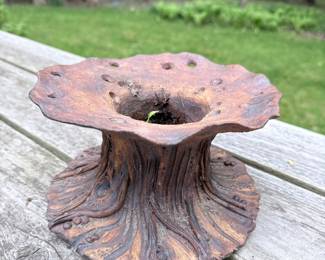 Rustic Ceramic Planter/Vase with Faux Bois Texture