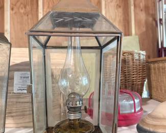 Etched Glass Oil Lantern, possibly Turkish Shepherd style