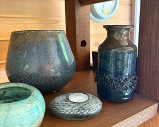 Assorted Studio Pottery Vases and Candle Holder, including Blue Mountain Pottery