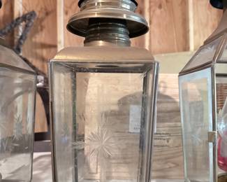 Etched Glass and Brass Ship Lantern