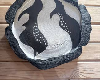 Hand-Painted Orca Whale Ceramic Wall Plaque