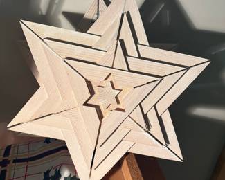 Handcrafted Geometric Wooden Star Tree Topper