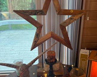 Large Rustic Wooden Starburst Sculpture