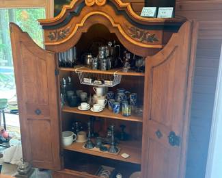 Hungarian Hand-Painted Folk Art Armoire