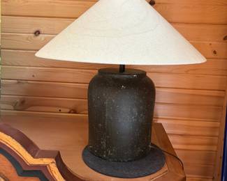 Vintage Rustic Ceramic Table Lamp with Linen Shade