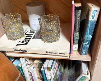 Van Gogh Art Book and Decorative Wire-Wrapped Candle Holders