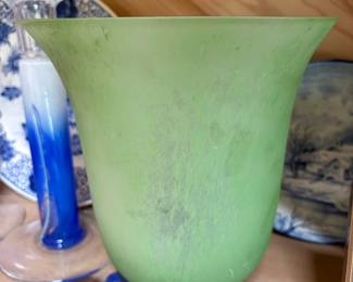 Art Glass Vase with Blue Feet