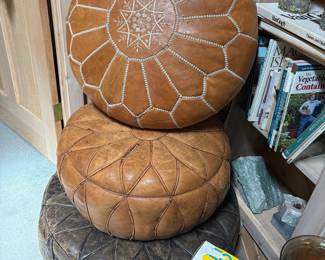Moroccan Leather Pouf Ottoman