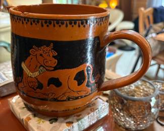 Terracotta Mug with Bull Motif