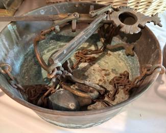 Antique Copper Balance Scale with Weights