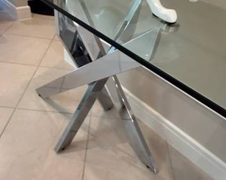 Modern Chrome and Glass Console Table with XBase second image