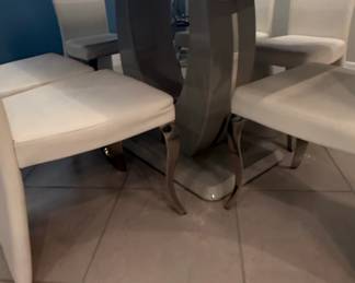 Modern Faux Marble Dining Table and Chairs Set