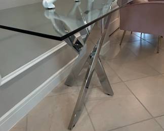 Modern Chrome and Glass Console Table with XBase