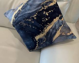 Blue and Gold Marble Print Decorative Pillow Cover