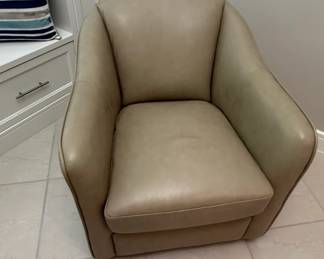 Modern Leather Barrel Swivel Chair