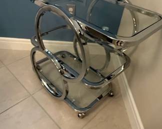 Postmodern Chrome and Glass Bar Cart