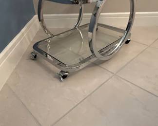 Postmodern Chrome and Glass Bar Cart second image
