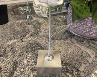 Silver Metal Rose Sculpture