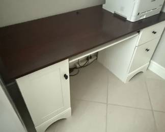TwoTone Executive Desk with Cabinet and Drawers