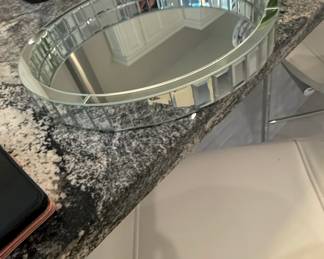 Crushed Diamond Mirrored Oval Tray