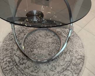 Ashley Furniture Hollynyx Piece Occasional Table Set in Chrome and Glass