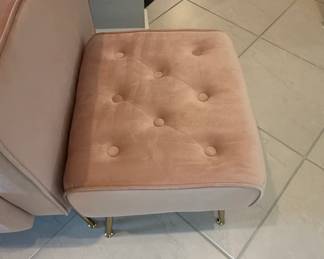 Pink Velvet Tufted Storage Ottoman