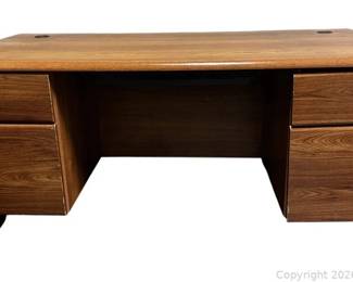 OSullivan Industries Office Desk With 2 Drawers 2 Letter Size File Drawers Storage Tray And 2 Cable Cover Holes