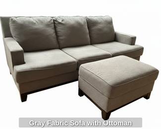 Gray Fabric Sofa with Ottoman