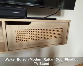 Walker Edison Modern RattanDoor Floating TV Stand second image