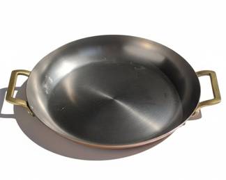 Vintage Paul Revere Copper Saut Pan with Brass Handles fourth image