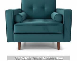 Teal Velvet Tufted Accent Chair