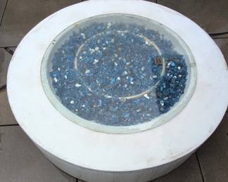 Round Concrete Propane Fire Pit Table with Glass Media