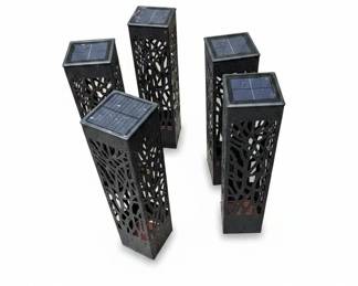 Set of KODA Flora Matte Black Solar Pathway Lights