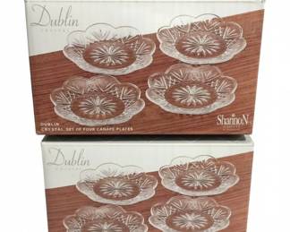 Dublin Crystal Set of Four Canape Plates by Godinger