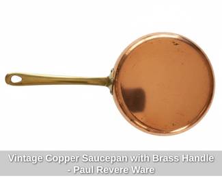 Vintage Copper Saucepan with Brass Handle Paul Revere Ware third image