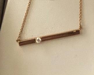 k Gold Bar Necklace with Diamond Accent