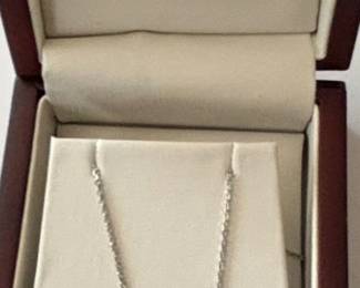 Ruby and Diamond Curved Bar Necklace in Sterling Silver
