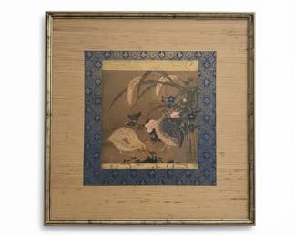 Pair of Tosa Mitsuoki Quails and Flowers Framed Prints second image