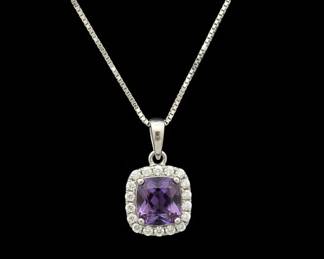 k White Gold Amethyst and Diamond Pendant Necklace third image