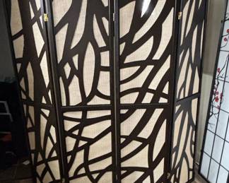 Panel Tree Design Room Divider Screen with Jute Inlay