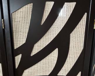 Dark Wood and Woven Panel Room Divider