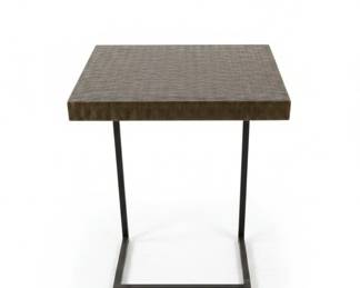 Hammered Metal Side Table with UShaped Black Metal Base